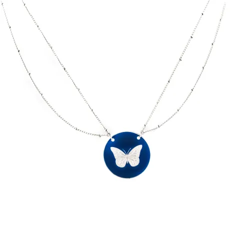 Collier Papillon Bleu