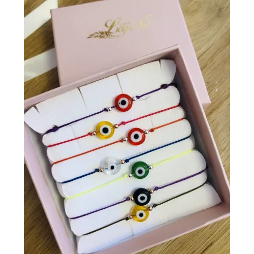 Bracelet Cordon Perle Oeil Verre