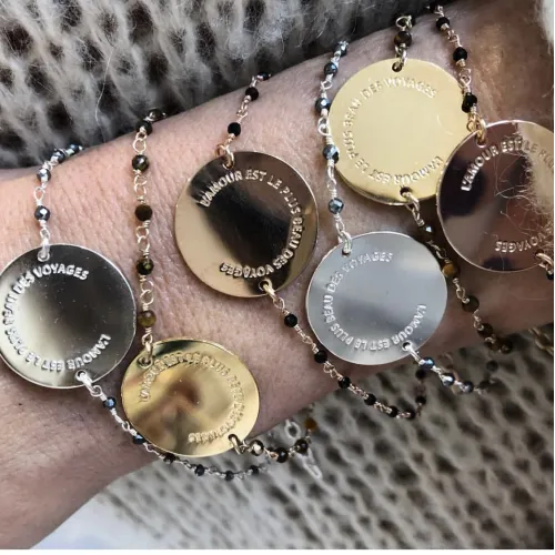 Bracelet Médaille Voyages Hématite