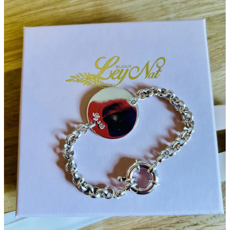 Bracelet médaillon hugo 1 chaîne jaseron
