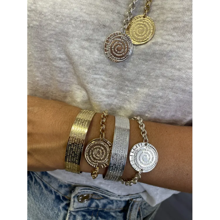 Bracelet médaillon hugo 1 chaîne jaseron