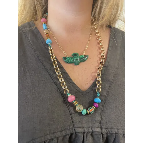 Collier birdy  chaîne malachite