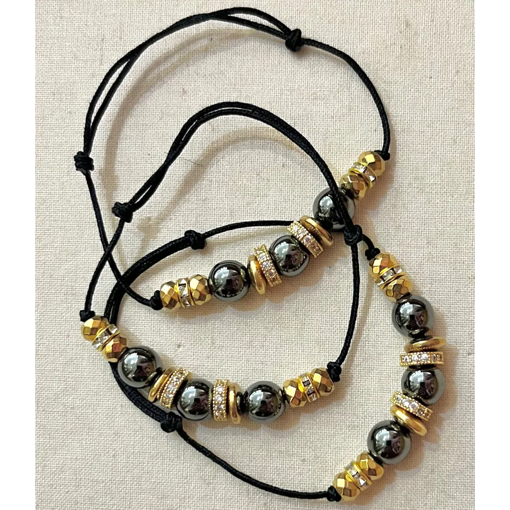 Bracelet cordon minuit hématite
