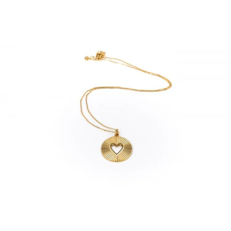 Collier Chaine Médaille Soleil Coeur