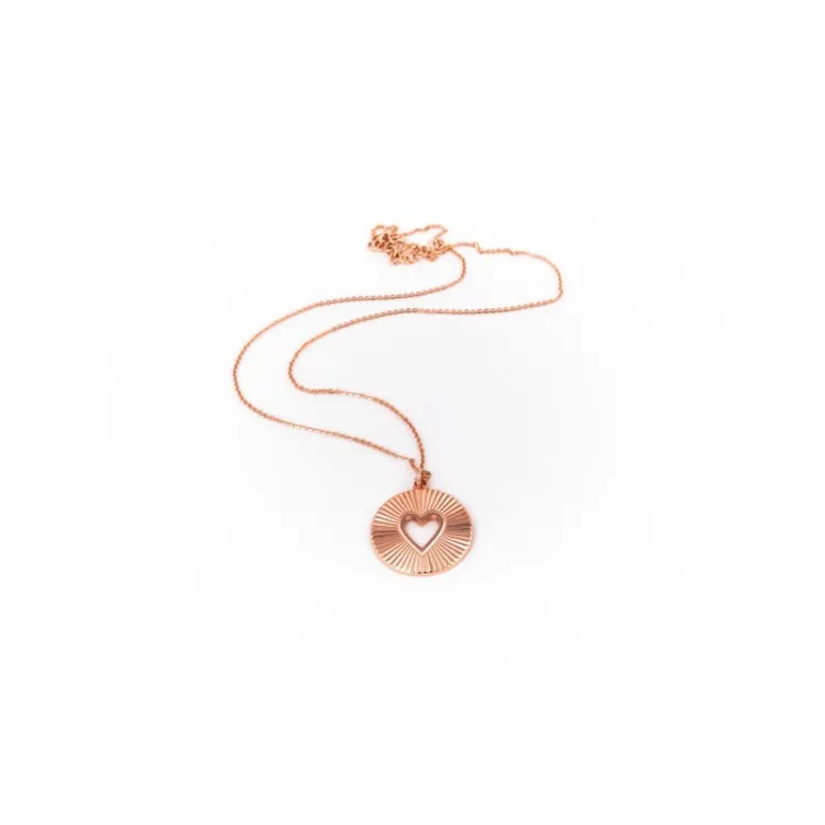 Collier Chaine Médaille Soleil Coeur